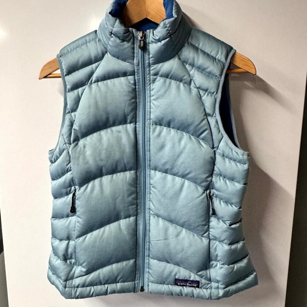 Patagonia Down Vest Castaway Light Blue Medium Hi-Loft 700-fill-power down S